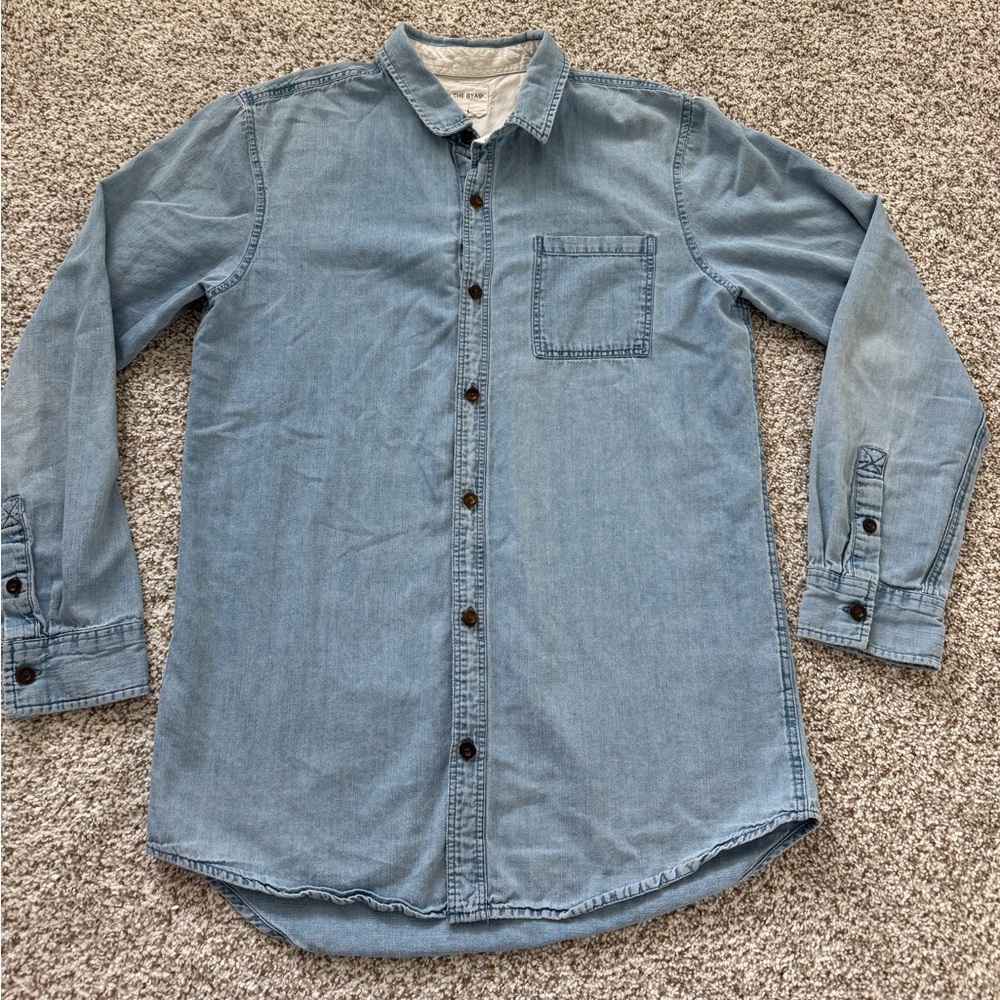 Men's Blue Denim Shirt on the byas